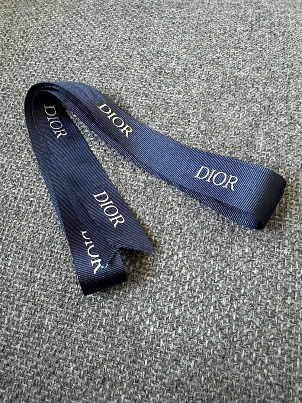 Dior Navy Blue Grosgrain Ribbon with Silver Logo Print